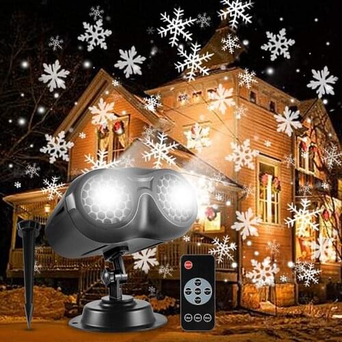Outdoor Upgrade Rotating LED Snowfall Projection Lamp Upgrade Christmas Snowflake Projector Light With Remote Control