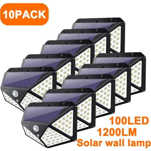 Outdoor Solar Motion Sensor Lights 100 LED Waterproof Garden Wall Lamp For Yard Stairs Garage Fence Porch