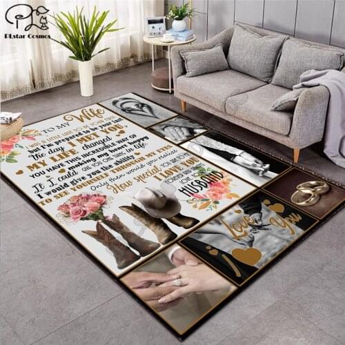 To My Wife Letter Pattern Fashion Soft Flannel 3D Printed Rugs Mat Rugs Anti-slip Large Rug Carpet Home Decoration 01