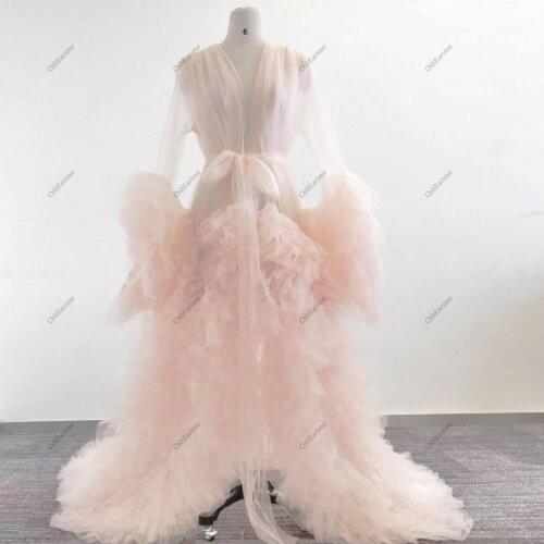 Ladys nightgown see-through long skirt and long fluffy beautiful photography queen