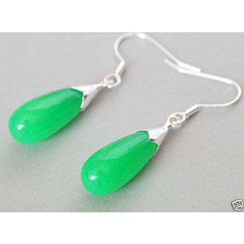 Women jewelry Brincos earring Pendientes Natural Green gem Pair Pink Opal 925 Sterling Hook Teardrop Dangle Earrings