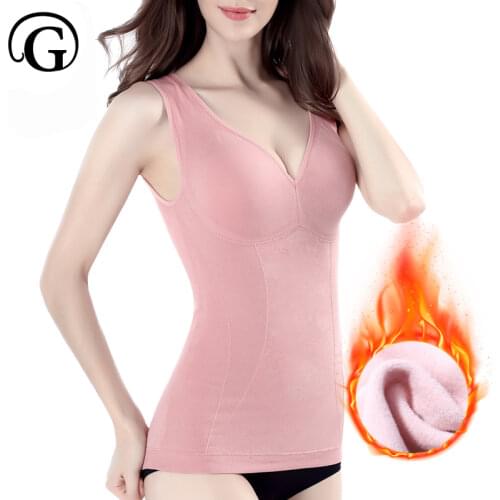 Women Velvet Vest with Bra Winter Warm Thick Underwear sleeveless tank Bottoming Shirt Tight Thermal Stretch Tops innerwear