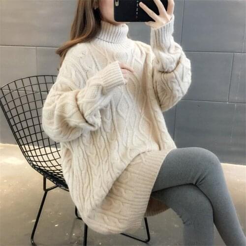 Women Sweater Autumn Spring Batwing Sleeve Loose Femme Turtleneck Knitted Sweater Long Sleeve Casual Pullovers sweter mujer 30