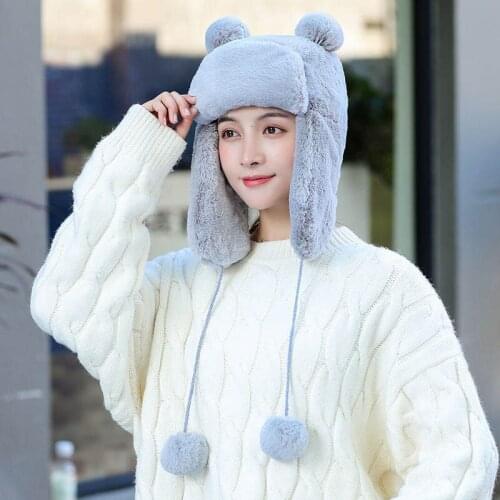 2020 Hat Winter New Men Women Rabbit Fur Bomber Hats Fashion Casual Outdoor Skiing Beanie Cap Thicken Keep Warm Tab Cap QDKPOTC