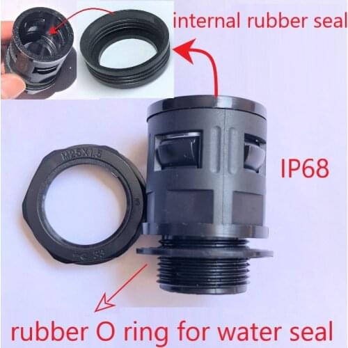 10pcs/lot M25 corrugated conduit adaptor with rubber seal inside and rubber ring connector SAA standard IP68 adapter UV stable