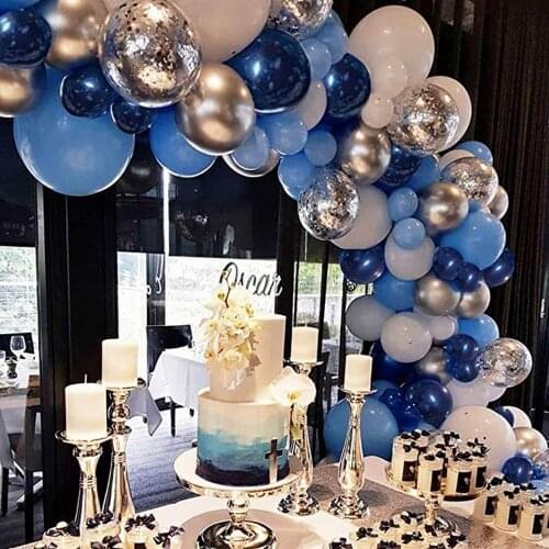 104pcs navy blue balloon arch set silver and gold confetti balloon Baby Shower Wedding Ball birthday party decoration