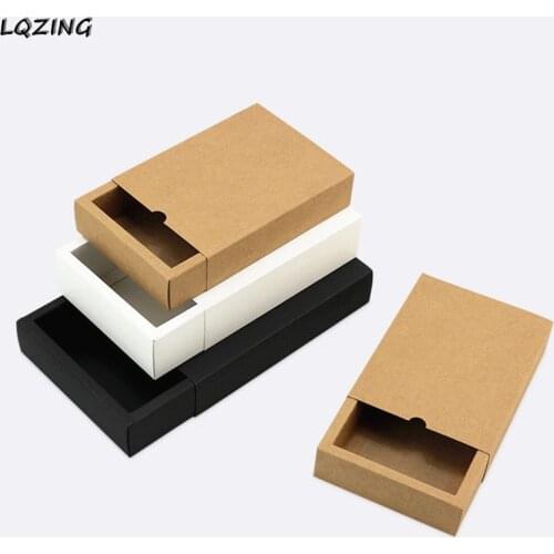 20pcs White/Black/Kraft Packaging Underwear Gift Box Sliding Shape Lid Wedding Boxes Craft Drawer Paper Cardboard Caton Wrapping