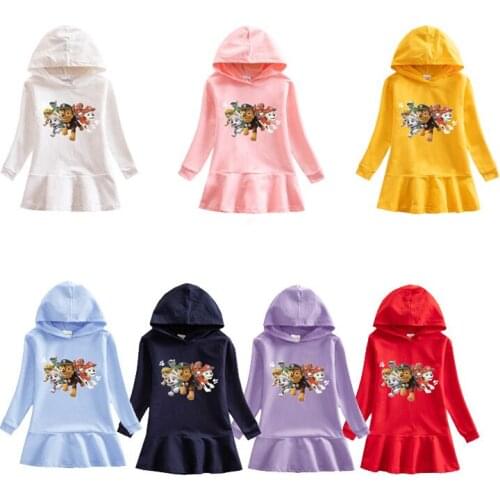 2021 New Paw Patrol Kids Autumn Winter Dresses Princess Dress Girls Long Sleeve Party Baby Children Clothing Hooded Sweater Gift
