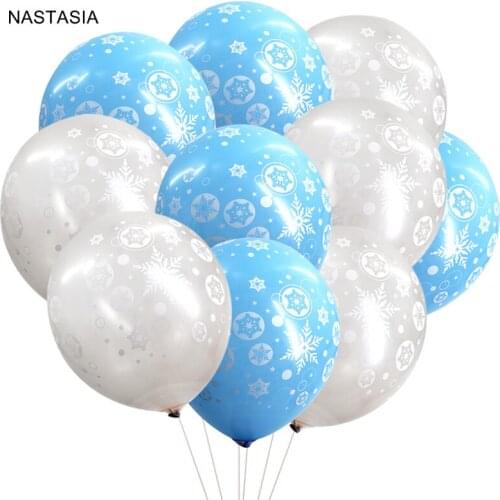 30pcs/bag blue silver snowflakes printing round balloon 12inch 2.8g toys for children birthday party supplies