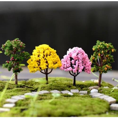 8 Types Mini Miniature Garden Ornament Miniature Resin Tree Figurine Craft Plant Pot Fairy Garden Decor supply accessories