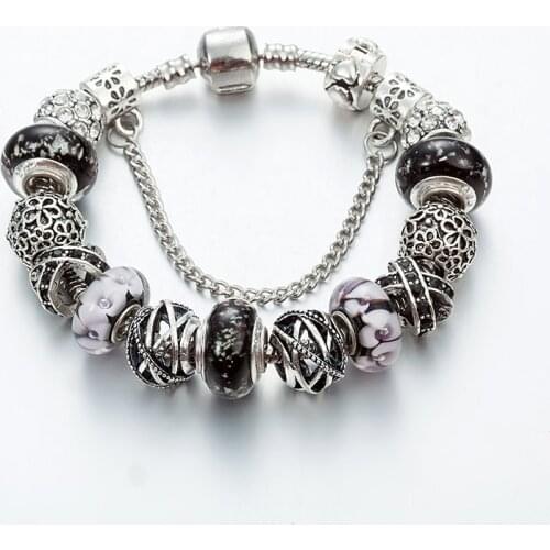 ANNAPAER 2019 Snake Chain Tibetan Beads Bracelets & Bangles Original Flower Crystal Charm Fit Bracelet Female Personality B16127