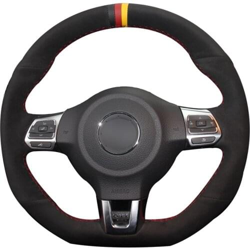 Black Suede Black Red Yellow Marker Car Steering Wheel Cover for Volkswagen Golf 6 GTI MK6 VW Polo GTI Scirocco R Passat CC