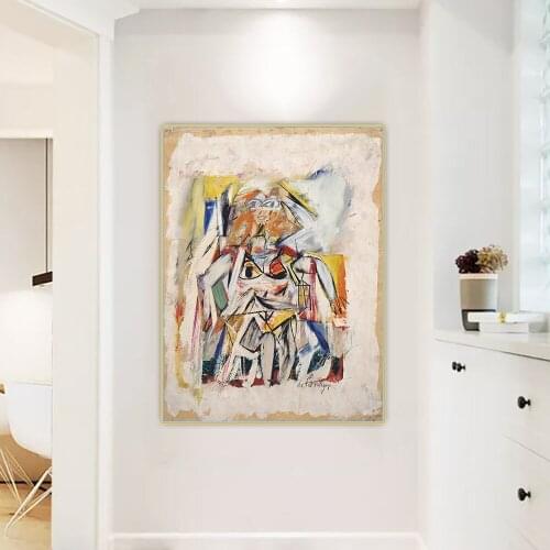 Citon Willem De Kooning《Woman I,1950–52》Canvas Art Oil Painting Artwork Poster Picture Wall Hanging Decor Home Decoration