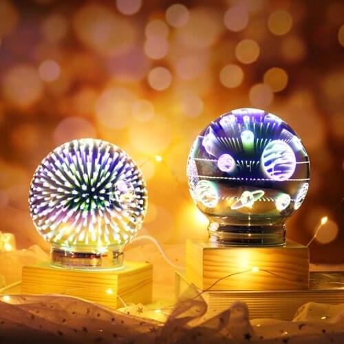 Color 3D crystal night lamp, electroplating lampshade, USB Jack led table lamp, magic star sky