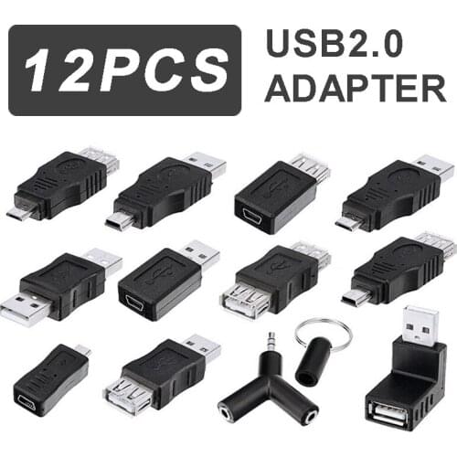 For Mouse/External Storage/Micro SD 1pc High Speed USB 2.0 Couplers Set 3.5 mm Stereo Audio Y Splitter OTG Adapter Converter