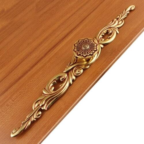 European Antique Boutique Drawer Bookcase Wardrobe Door Art Cabinet Handle Solid Brass(L:256mm)