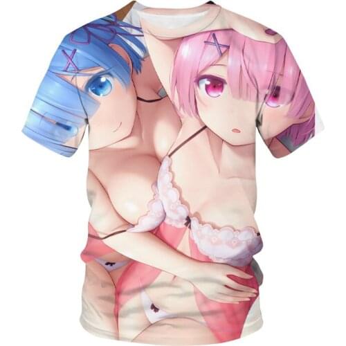 Re Zero Rem Ram 3D Print T-shirt Cute Kawaii Girl Anime Streetwear Boy girl Casual Fashion T Shirt Harajuku Hip Hop Tshirt Tops