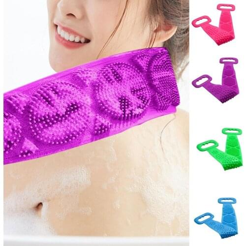 Long Back Towel Rubbing Bath Brush Sided Scrubber Silicone Scrub Body Skin Care Rubbing Exfoliate Home Bathroom Shower Washing