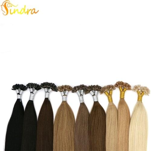 Sindra 14"-24" keratin u tip hair extensions 1g/pc Remy Nail/U Tip Straight Keratin Pre-Bonding Human Hair