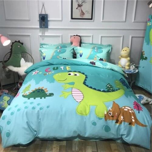 Cartoon Kids Bedding Set Crib Twin Baby Children Duvet Cover Set 3/4PCS Bed Linen Set Dinosaur No Filler Home Textile