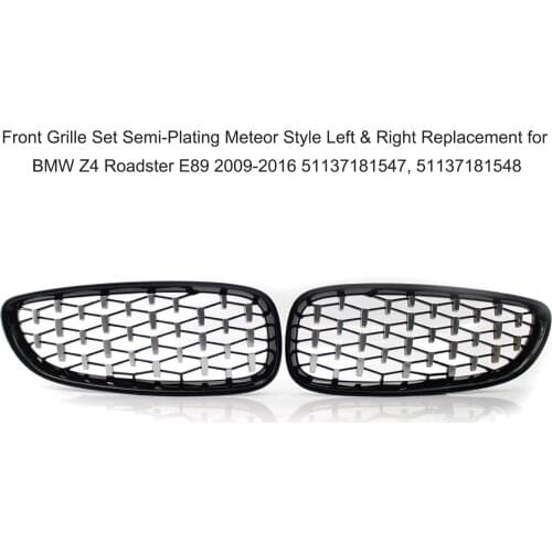 Front Grille Set Semi-Plating Meteor Style Front Left & Right for BMW Z4 Roadster E89 2009-2016 51137181547, 51137181548