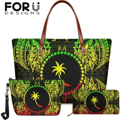 FORUDESIGNS Womens Handbag And Purse Set Polynesia Chuuk Print Ladies Casual Tote Bags Big Capacity Holder Bag Sac A Main Mujer