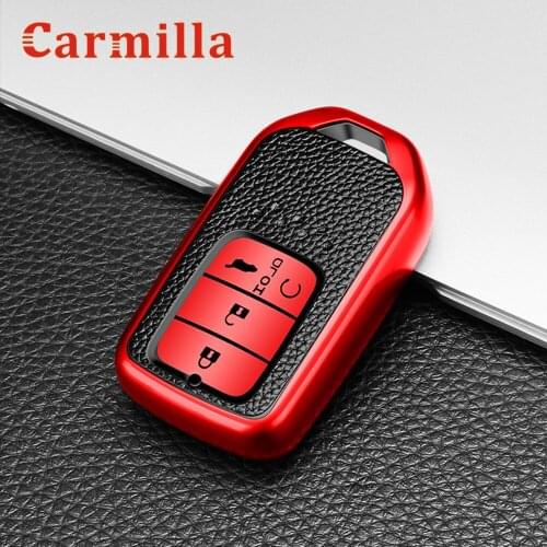 TPU Leather 4Buttons Car Key Holder Cover Case for Honda Accord Civic CR-V MK10 Spirior Pilot Fit City Freed Jade 2013-2021