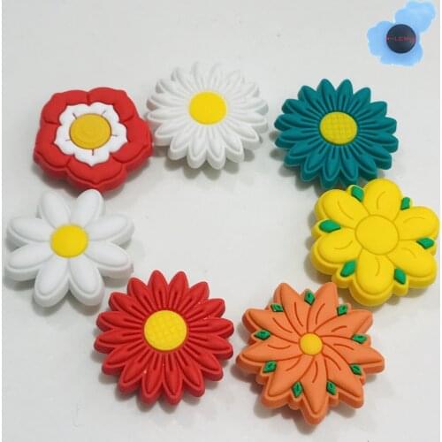 1pcs PVC Beautiful Flowers Garden Shoes Accessories Fashion Shoe Decorations Fit Children Croc Jibz Charm Birthday Gifts