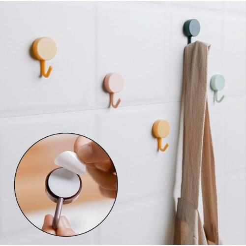 10pcs Adhesive ABS Hooks No Punching Hats Bag Key Cute Hanging Hook For Kitchen Bathroom Towel Sundries Storage Tool Wall Hanger