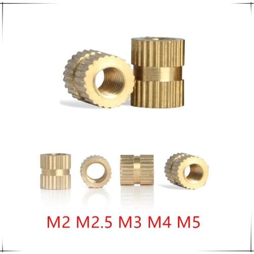 Brass Insert Knurled Nuts M2 M2.5 M3 M4 M5*L-3.5/4.2/5/6(OD) Injection Molding Nut Knurling Embedded Parts