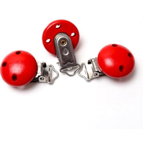 12 Colors 5pcs/lot Metal Wooden Baby Children Pacifier Holder Clip Holders Cute Infant Round Nipple Clasps Holders Accessories