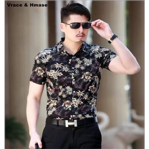 New arrival summer mercerized cotton quality wash and wear men shirt Personalized printing fashion slim short sleeve shirt M-3XL