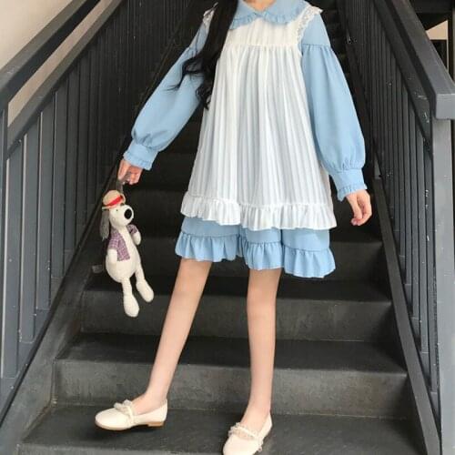 Korean Fashion Clothing For Women Spring Dress Black Blue Pink Lolita Top Elegant Vacation Clothes Vintage Soft Girl Streetwear