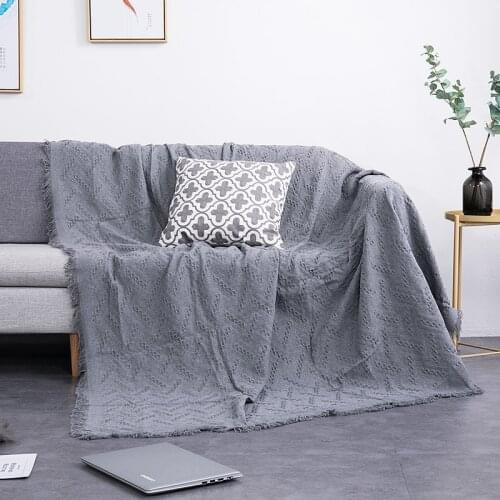 Sofa Throw Blanket Cotton Grey White Dust Cover Knitted Blanket On Bed/Travel Bedspread Decor Sofa Cover Stitching Blanket