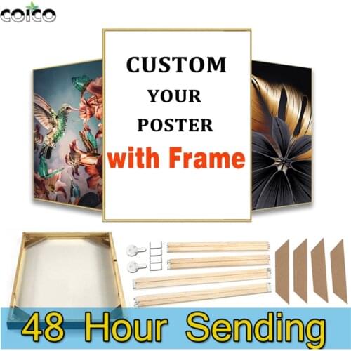 Custom Your Photo Canvas Painting Print Poster With Frame Wall Art Decor Pet Figure Landscape Large Size Picture Print On Canvas