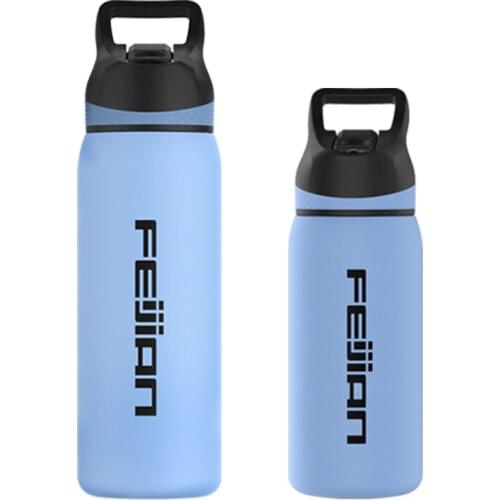 Portable Thermos Bottle with Straw Lid Mouth Vacuum Insulated Double Wall Stainless Steel Powder Coated BPA Free X-1112B