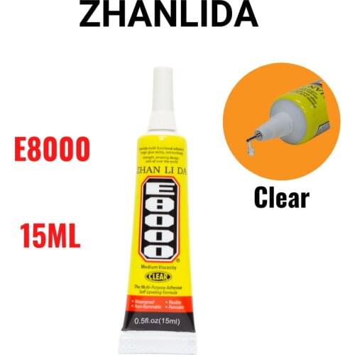 Zhanlida E8000 15ML Clear Contact Phone Frame Repair Adhesive Multipurpose DIY Ceramic Stone Glue With Precision Applicator Tip