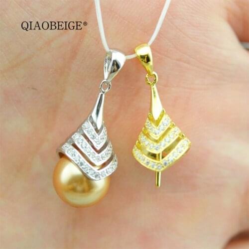 QIAOBEIGE Setting Mountings material Womens classic necklaces Pendants DIY handmade Pearl bead jewelry for women Christmas Gift