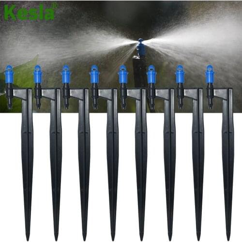 KESLA 50PCS Garden 360 Degrees Watering Sprinklers Mist Nozzles on 200MM Stake 4/7mm Irrigation Micro Drip Sprays Greenhouse