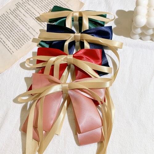 Vintage Bow-knot Hair Ribbon Scrunchie Elastic HairTie Fashion Headwear Lady Elegant Hair Accessories Women Girls Decoration