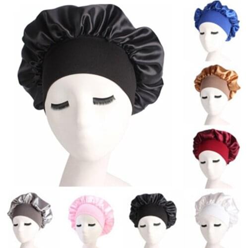 New Solid Satin Bonnet Hair Styling Sleep Hat Wrap Shower Cap Hair Styling Tools
