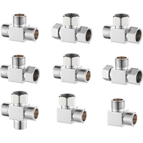 All copper union tee joint water heater angle valve one in two out four-way 4 branch pipe valve water distributor accessories1/2