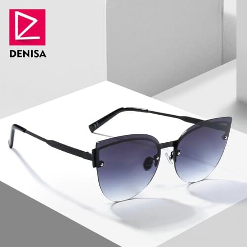 DENISA Famous Brand Rimless Cat Eye Sunglasses Women Trendy Retro Driving Sun Glasses Girls UV400 lunette de soleil femme G22089