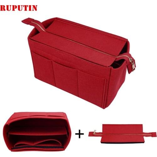 Hot Girl Toiletry Storage Bag Ladies Felt Makeup Bag Organizer Felt Insert Bag For Handbag Multi-functional Travel Cosmetic Bag