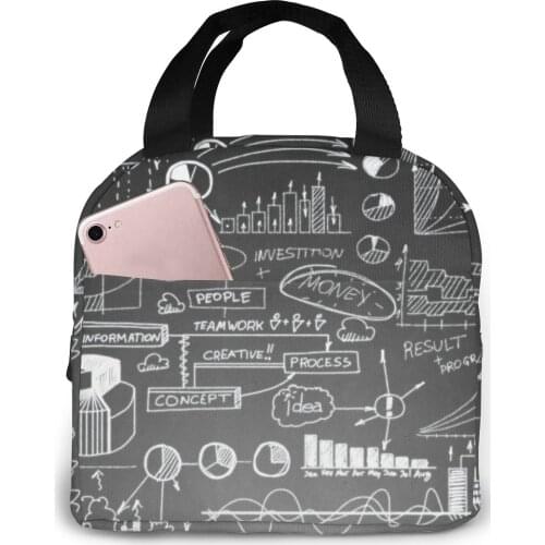 Business Strategy Planning Lunch Bag Portable Insulated Thermal Cooler Bento Lunch Box Tote Picnic Storage Bag Pouch