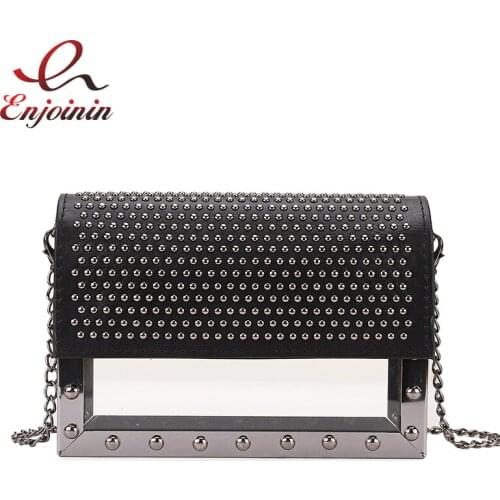 New Arrival Small Rivet Design Acrylic Female Box Style Shoulder Bag Crossbody Mini Bag Party Clutch Bag Women Handbag Purse