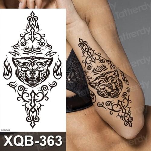 Forearm tattoo sticker girls women tiger cat wolf tattoo animal sexy woman black henna fake tatoo sleeve arm armband body art