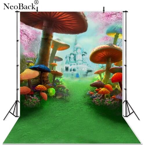 Thin Vinyl New Born Baby Giant Mushrooms Castle Fairy Theme Photography Backdrops Printed Photo Studio Children Photo Backdrops