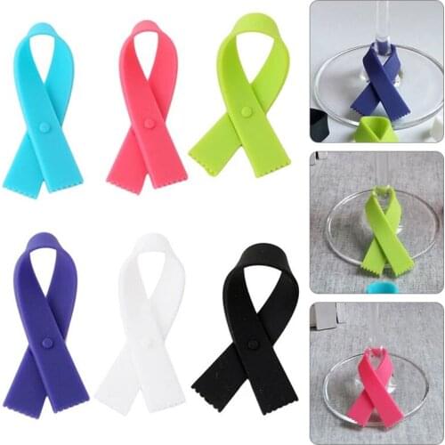 Wine Glass Decorations 6Pcs/Set Scarf Type Silicone Glass Wine Label Recognizer Tea Mug Cup Bottle Logo Party Supplies