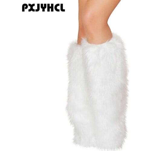 Women Boots Covers Furry Leg Warmers Christmas Winter White Warm Podotheca For Ladies Sexy Fashion Party Performance Design
